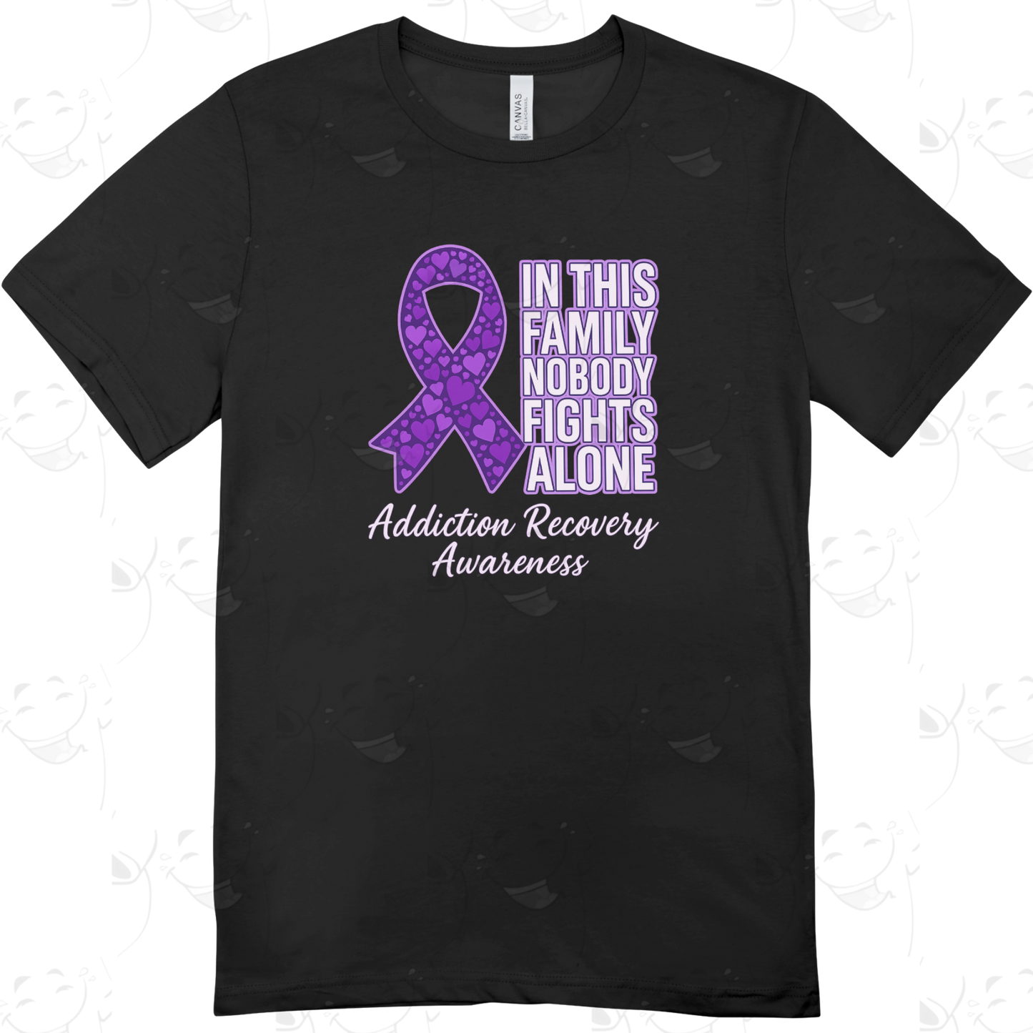 In This Family Nobody Fights Alone – Addiction Recovery Awareness T-Shirt