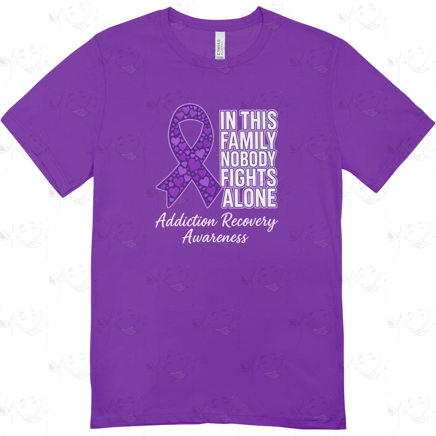 In This Family Nobody Fights Alone – Addiction Recovery Awareness T-Shirt