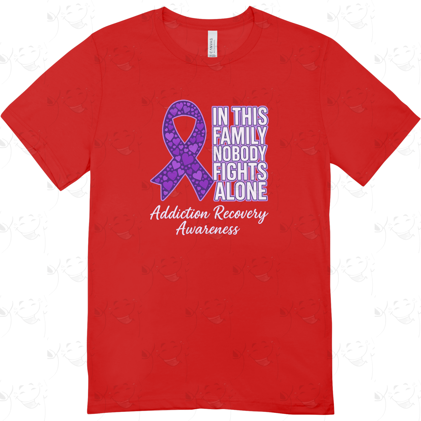In This Family Nobody Fights Alone – Addiction Recovery Awareness T-Shirt
