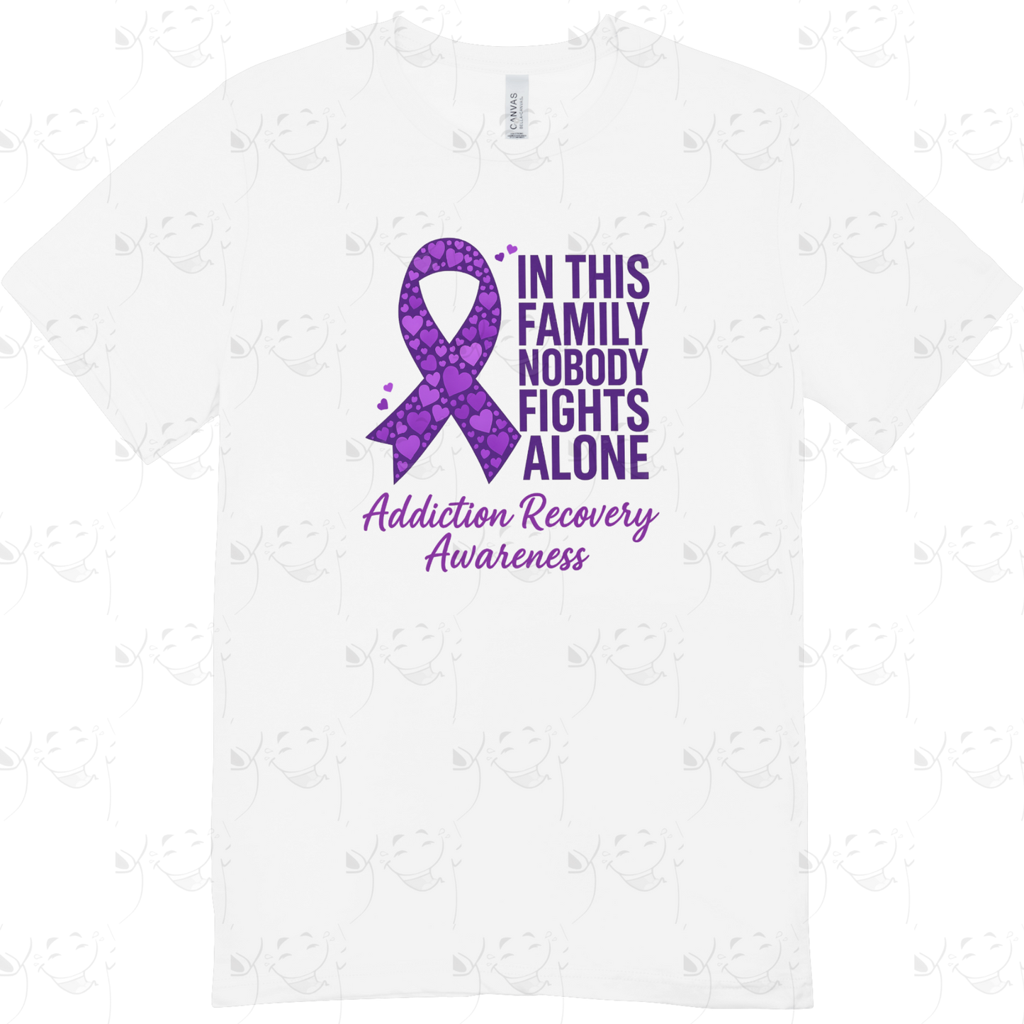 In This Family Nobody Fights Alone – Addiction Recovery Awareness T-Shirt
