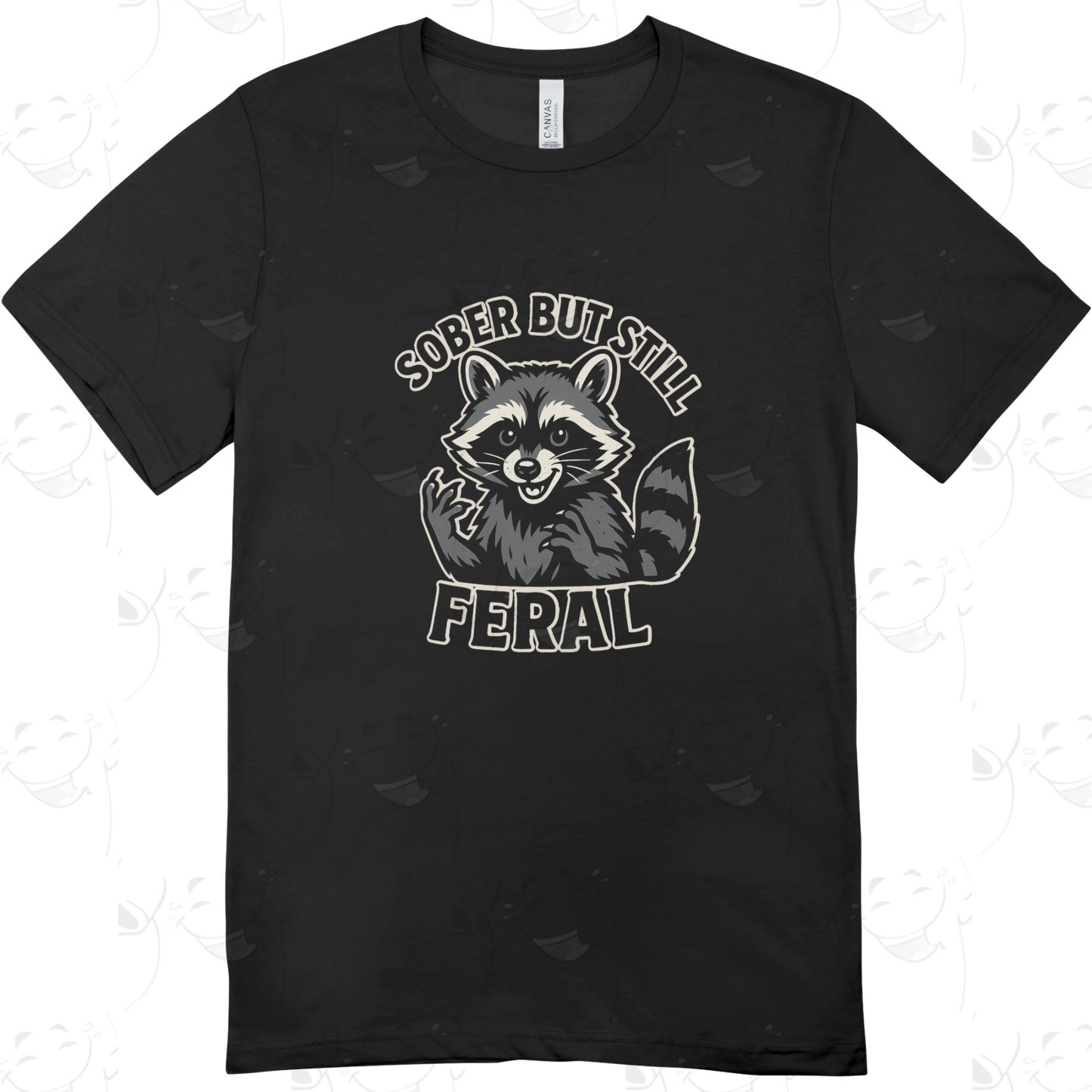 Sober But Still Feral – Funny Raccoon Recovery T-Shirt