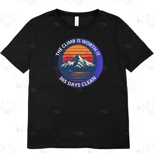 The Climb Is Worth It – Sobriety Milestone T-Shirt (Custom Dates)